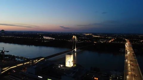 Aerial view of night time in vienna Stock Footage