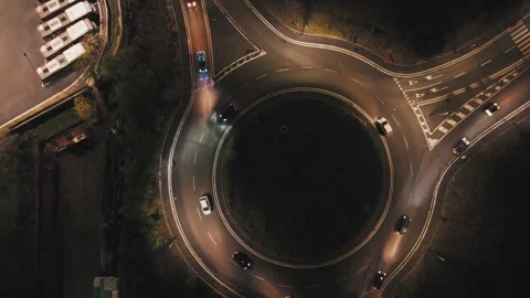 Aerial View of Nighttime Intersection Stock Footage 266936412