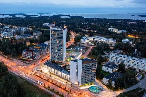 Aerial view of the Niittykumpu neighborhood of Espoo Finland Stock Photos