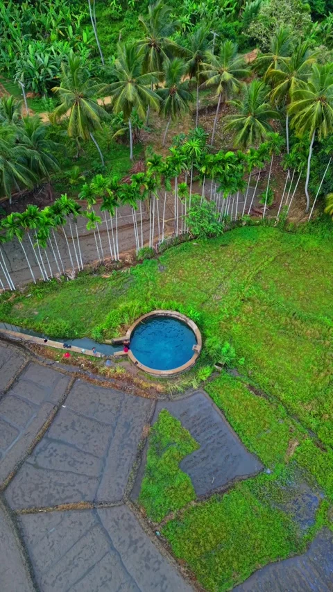 Aerial View of Nil Diya Bubula Blue Water Spring in Sri Lanka Stock Footage 345684254