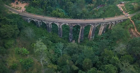 Aerial view of Nine Arches Bridge in Ella, Sri Lanka. Drone footage 库存影片 103297326