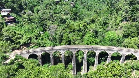 Aerial view of Nine Arches Bridge in Ella, Sri Lanka. Stock Footage 315337585