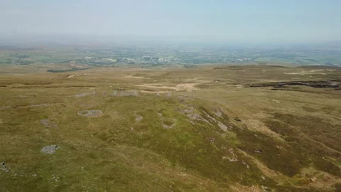 Aerial view of Nine Standards Rigg in the Yorkshire Dales  Stock Footage 253553774