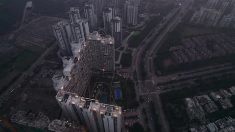 Aerial view of Noida at evening Stock Footage 169225270