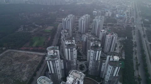 Aerial view of Noida in evening Stock Footage 169225931