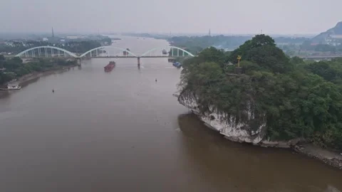 Aerial View of Non Nuoc Limestone Hill and River in Ninh Binh, Vietnam Stock Footage 341738834