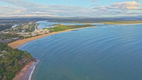 Aerial view of Noosa Main Beach and Noosa River Queensland Australia Stock-Footage 335453383