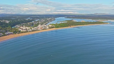 Aerial view of Noosa Main Beach and Noosa River Queensland Australia Video stock 335453477