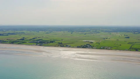 Aerial view of Normandy coast close to Utah beach France Stock Footage 140909422