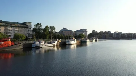 Aerial view of Norra Hammarbyhamnen, Södermalm in Stockholm (9) Stock Footage 163817418