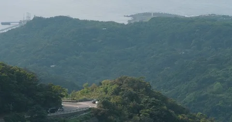 Aerial view of north eastern coast of Taiwan at Jiufen Stock Footage 90515926