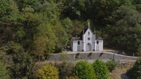 Aerial view of Notre-Dame-de-la-Salette chapel in Jura region, France Stock Footage 341969003
