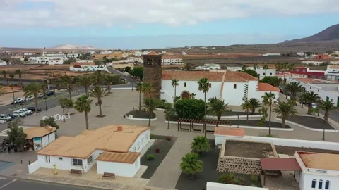 Aerial View of Nuestra Senora de la Oliva Church in Fuerteventura, Canary I.. Stock Footage 332358168
