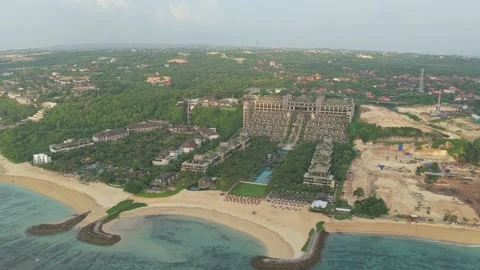 Aerial view of nusa dua beach and luxury resorts in bali Stock Footage 328924924