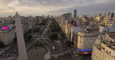 Aerial view of the Obelisco de Buenos Aires. Argentina. Shot in 4K. Stock Footage 77752176