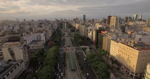 Aerial view of the Obelisco de Buenos Aires. Buenos Aires, Argentina. Shot in Stock Footage 77848853