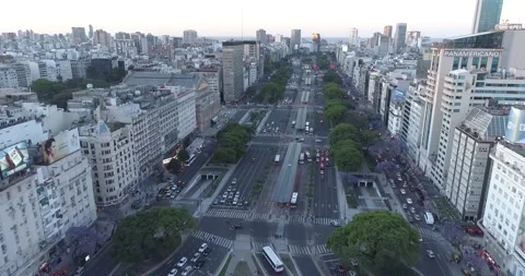 Aerial view of Obelisco de Buenos Aires (Obelisk). Stock Footage 156980195