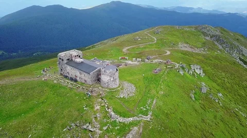 Aerial view of observatory at the top of the mountain Video stock 106089019