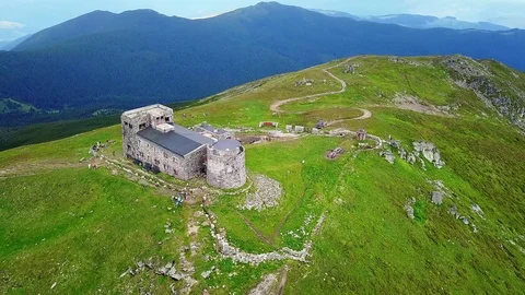 Aerial view of observatory at the top of the mountain 스톡 동영상 111079928