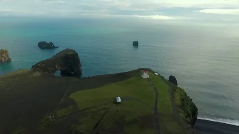 Aerial view of the ocean and cloudy sky from the coast of Iceland. Andreev. Stock Footage 78196700