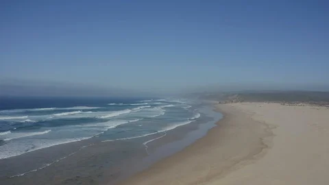 Aerial View Of Ocean Coast Lined By Cliffs Algarve Stock Footage 128846506