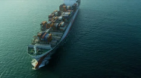 Aerial View of Ocean Container Ship Hong Kong  Vídeos de archivo 21743068