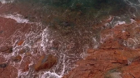 Aerial view of ocean Portugal waves crashing on beach, drone footage. Stock Footage