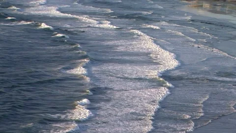 Aerial view ocean tides wave water beach offshore beautiful nature scene for Stock Footage 336579666