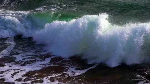 Aerial view ocean tides wave water beach offshore beautiful nature scene for Vídeo Stock 336579803