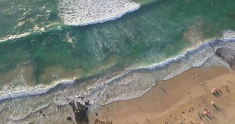 Aerial view: Ocean waves and beach in Bali, Indonesia Stock Footage 123523377