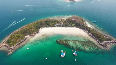 Aerial view of ocean waves, beach and rocky coastline and beautiful forest Video stock 108957969