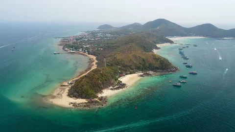 Aerial view of ocean waves, beach and rocky coastline and beautiful Stock Footage 111330968