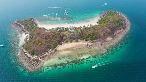 Aerial view of ocean waves, beach and rocky coastline and beautiful forest  Video stock 112063975