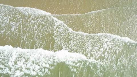 Aerial view. of ocean waves, beach and rocky coastline and beautiful forest. Stock Footage 150379873