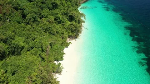 Aerial view of ocean waves, Beautiful tropical beach Stock Footage 124595502