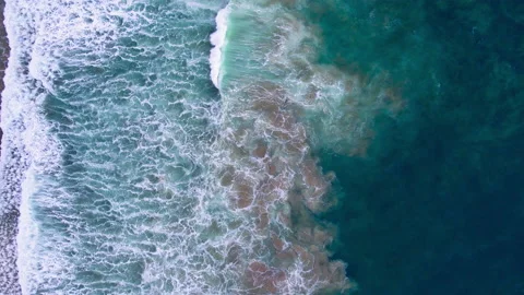 Aerial view to ocean waves. Blue water background Stock Footage 233771744