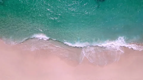 Aerial View on Ocean Waves of Blue Summer Water at Island Landscape of Sea Beach Stock Footage 259273335