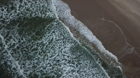 Aerial View - Ocean Waves Breaking, Rotate Approach Stock Footage 102289275