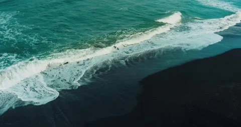 Aerial View of Ocean Waves Breaking in Rhythmic Motion Stock-Footage 332146798