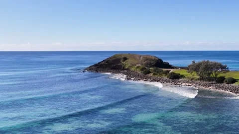 Aerial View of Ocean Waves Breaking at Crescent Head Australia Stock Footage 342086318