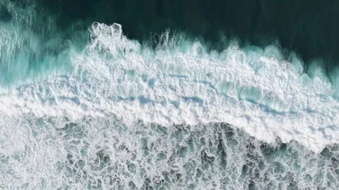 Aerial View of Ocean Waves Crashing - 4K Video Stock Footage 341762061