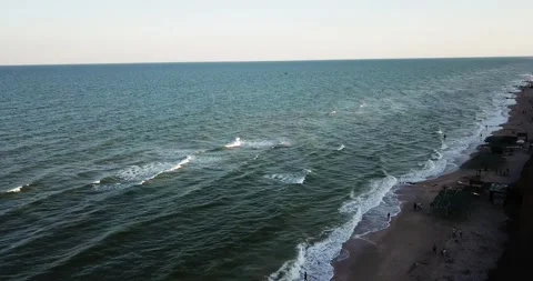 Aerial view of ocean waves creating white foam. 4k video Stock Footage 136612011