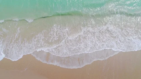 Aerial view of ocean waves reaching shore Stock Footage 85658791