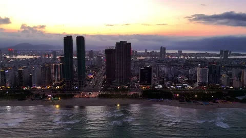 Aerial View of Ocean Waves at Sandy Beach Stock Footage 328449037