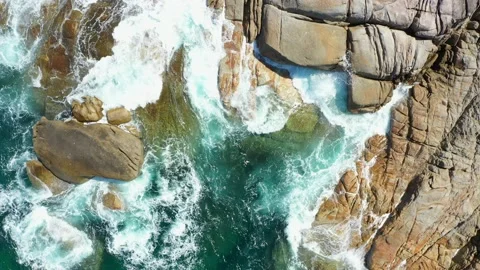 Aerial view of the ocean waves, white beaches and clear blue water Stock Footage 131627700