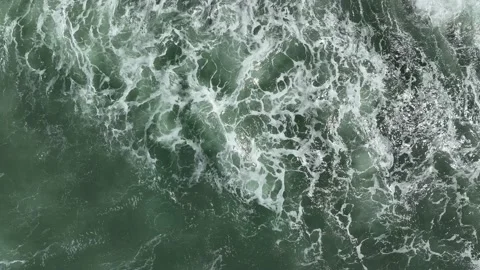 Aerial View of Ocean Waves with White Foam Video stock 234412094