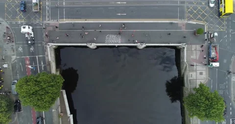 Aerial View of O'Connell Bridge, Dublin Stock Footage 164853969
