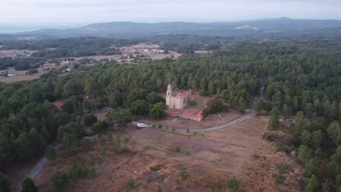 Aerial view od a monastery in the Ribeira Sacra, in Galicia, Spain Stock Footage 209894091