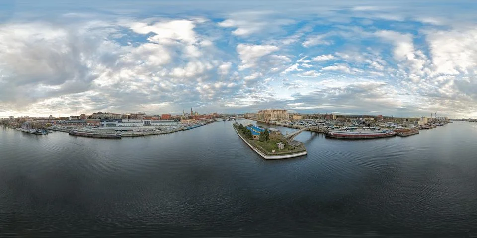 Aerial view of the Oder River and the city of Szczecin, Poland Stock Photos