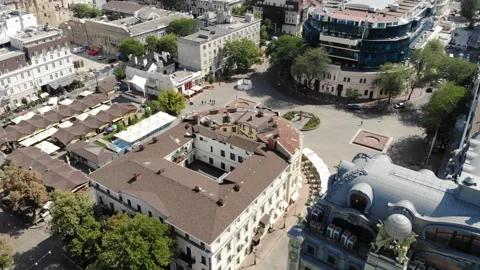 Aerial view of Odesa central streets and city square Stock Footage 160605136